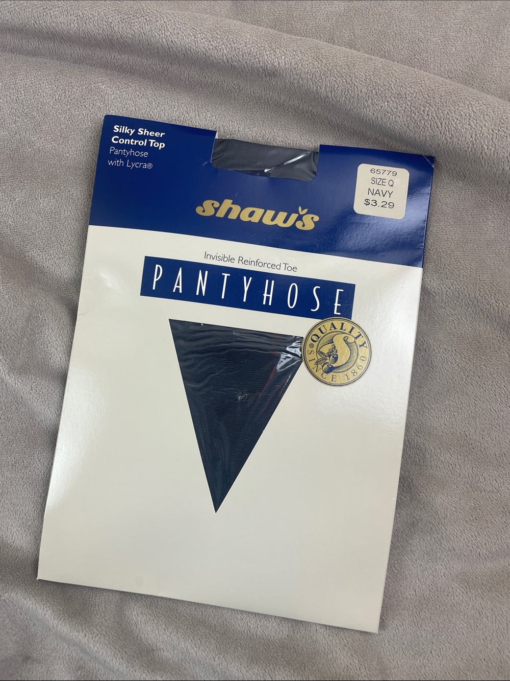 Vintage Silky Sheer Control Top Pantyhose Navy Size Q